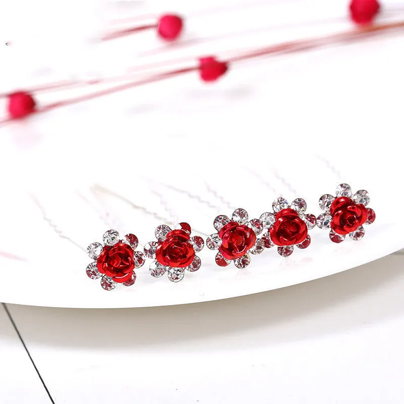 Alloy rhinestone rose diamond tuck comb hair accessory for women, ten colour options