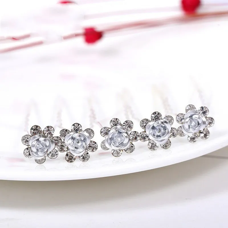 Alloy rhinestone rose diamond tuck comb hair accessory for women, ten colour options