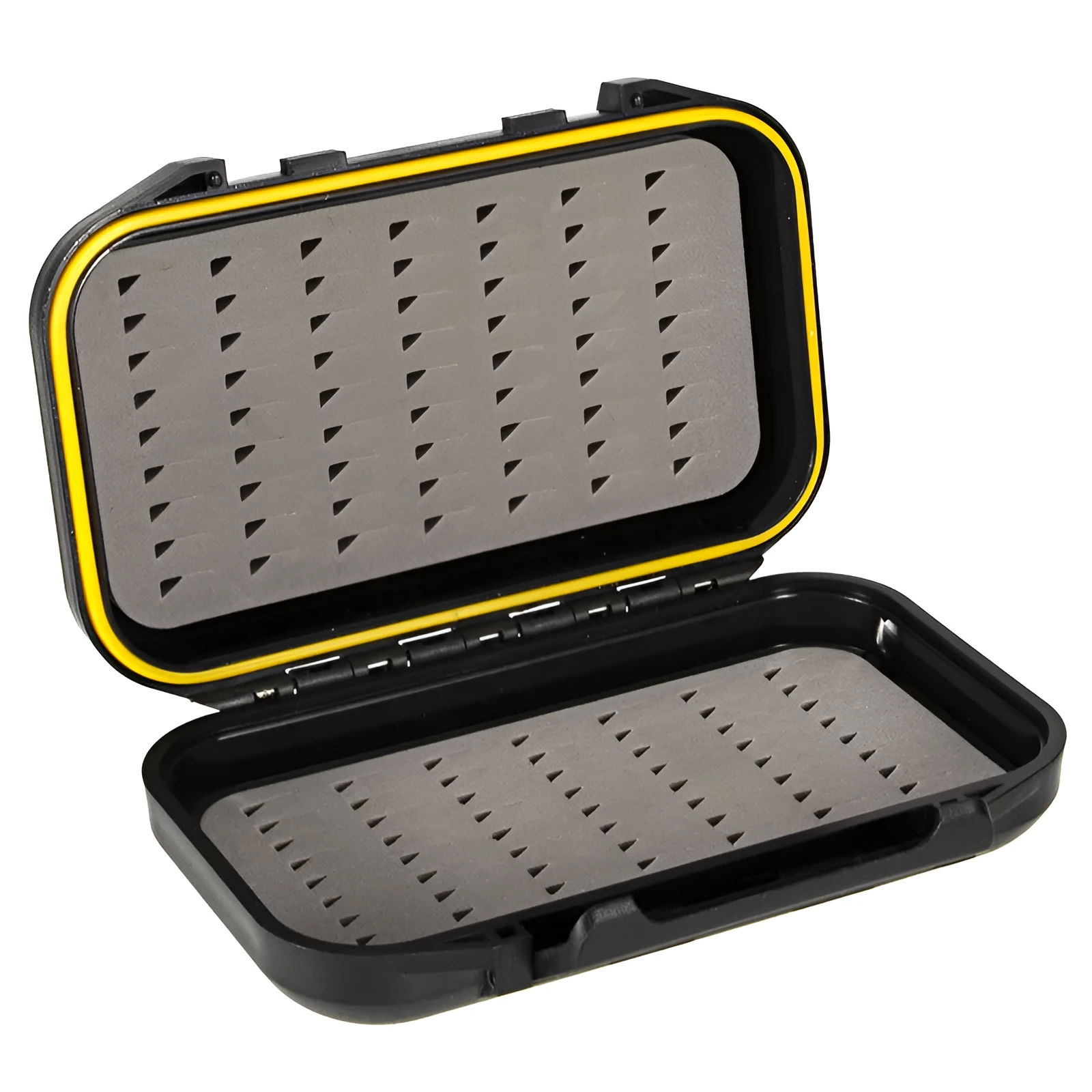 Fishing Double-sided Waterproof Fly Box Fly Fishing Gear Box ABS Impact-resistant Plastic 135x80x30mm with Silicone Sealing Ring and Foam Insert Black Lure Storage Case