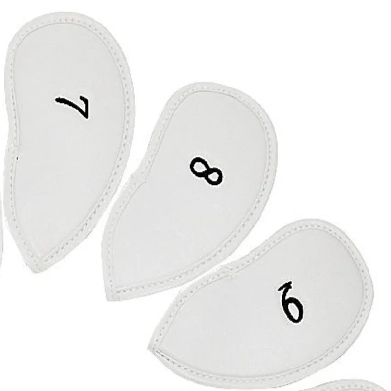 Set of 12 embroidered PU leather golf club head covers in assorted colours for iron protection