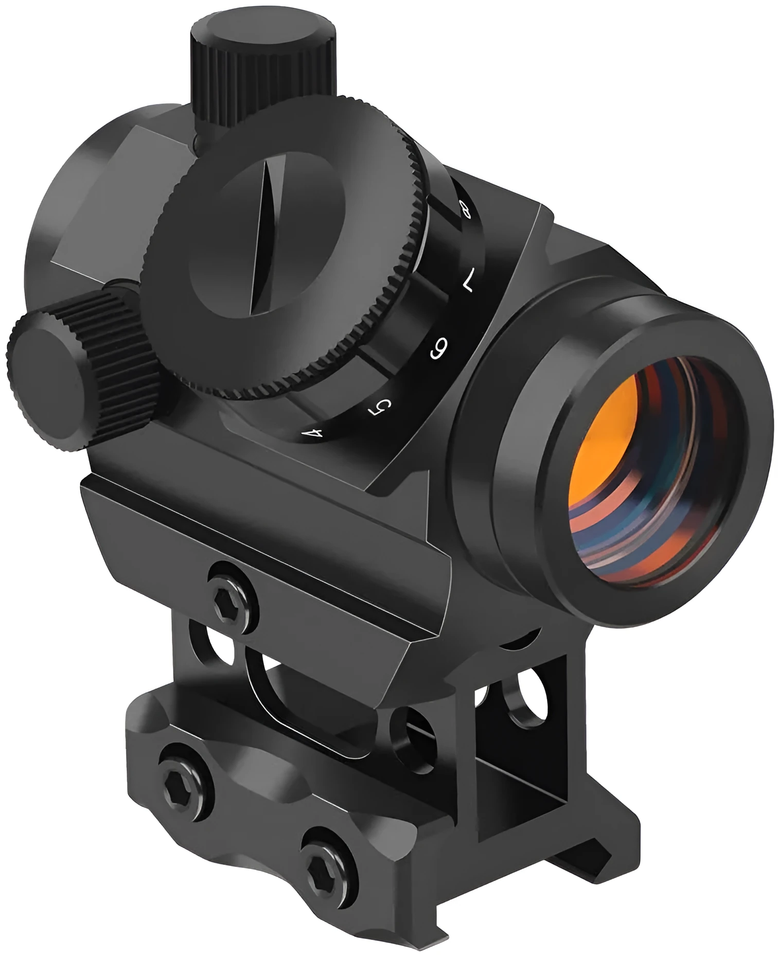 Feyachi 4 MOA red dot sight with aluminium body, 22mm objective lens, and dual mount options