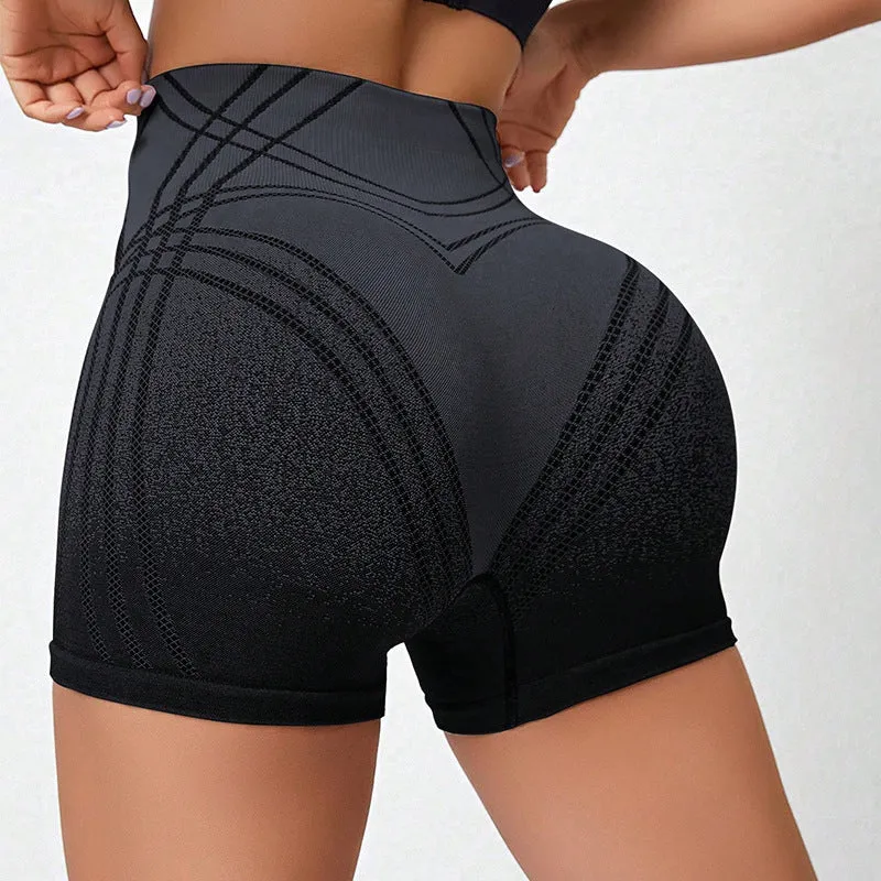 Women's high waisted gradient fitness shorts in brown colour for yoga and running activities