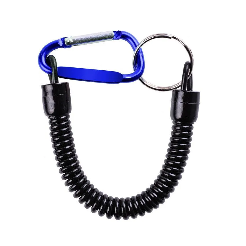 Stainless steel curved nose fishing pliers in blue with jaws open on a dark surface