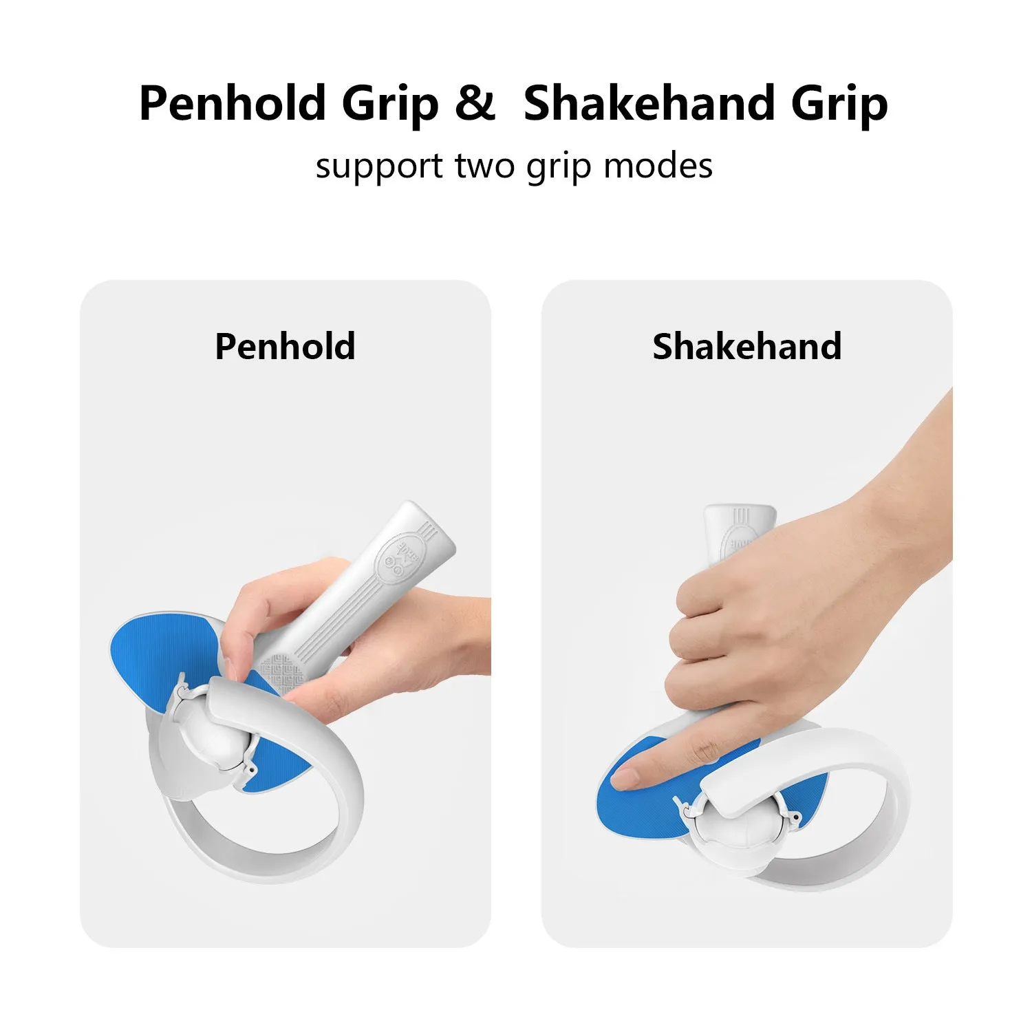 Red and blue plastic silicone table tennis racket grip accessory for Pico 4 VR controllers