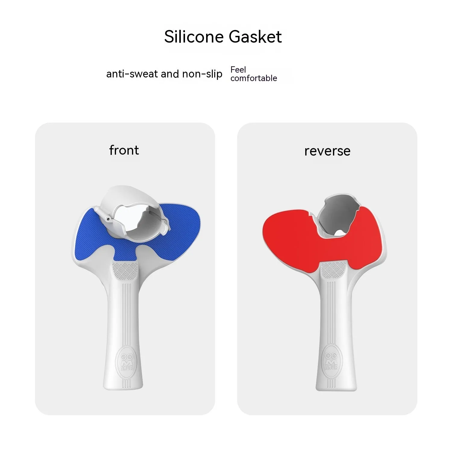 Red and blue plastic silicone table tennis racket grip accessory for Pico 4 VR controllers