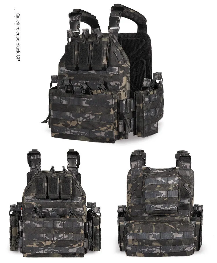 Quick dismantle tactical vest 6094 in black CP camouflage for outdoor use