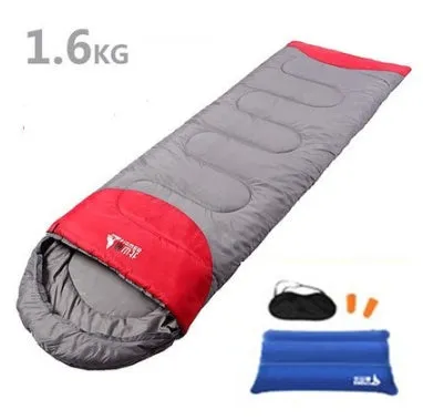 Camping sleeping bag inner liner in blue with tear-proof polyester shell and compression bag