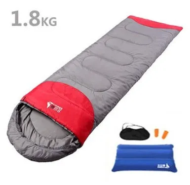 Camping sleeping bag inner liner in blue with tear-proof polyester shell and compression bag