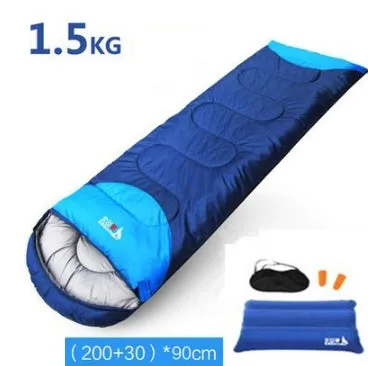 Camping sleeping bag inner liner in blue with tear-proof polyester shell and compression bag