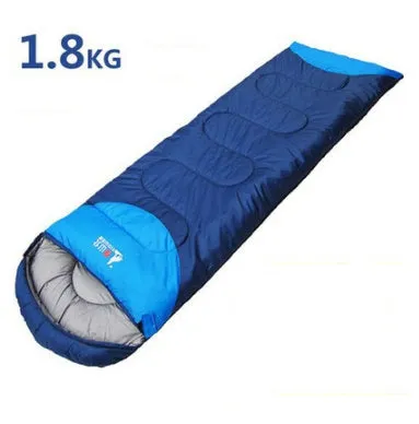 Camping sleeping bag inner liner in blue with tear-proof polyester shell and compression bag