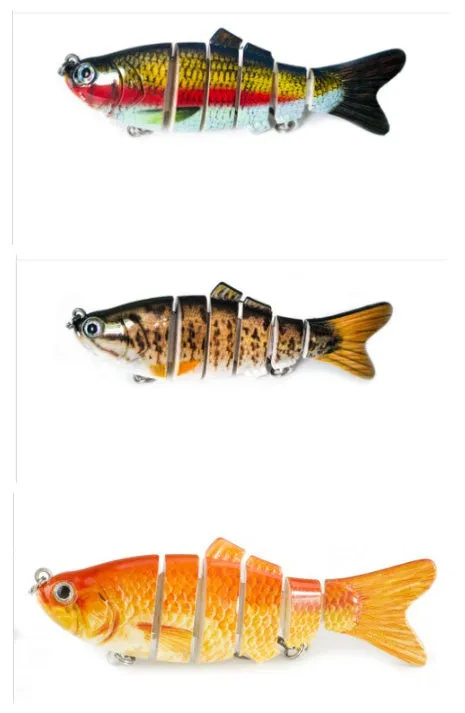 Set of 6 multi-section jointed hard bait fishing lures 10cm 17g shallow water simulation colours
