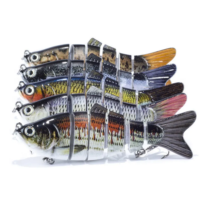 Set of 6 multi-section jointed hard bait fishing lures 10cm 17g shallow water simulation colours