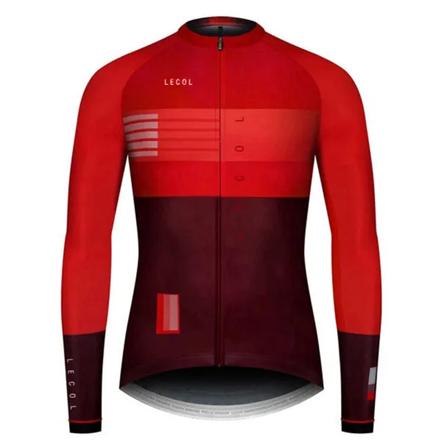 Men's autumn full sleeve cycling jersey in one of ten colour styles, available in sizes XS to 4XL