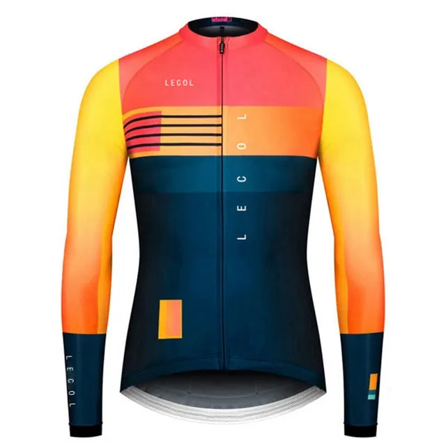Men's autumn full sleeve cycling jersey in one of ten colour styles, available in sizes XS to 4XL