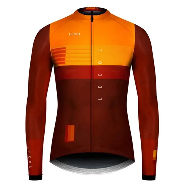 Men's autumn full sleeve cycling jersey in one of ten colour styles, available in sizes XS to 4XL