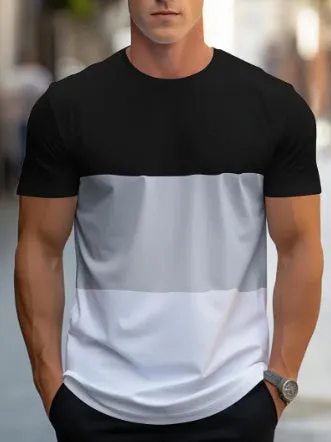 Men's casual cotton blend sports suit set with short sleeve round neck top and trousers in multiple colours