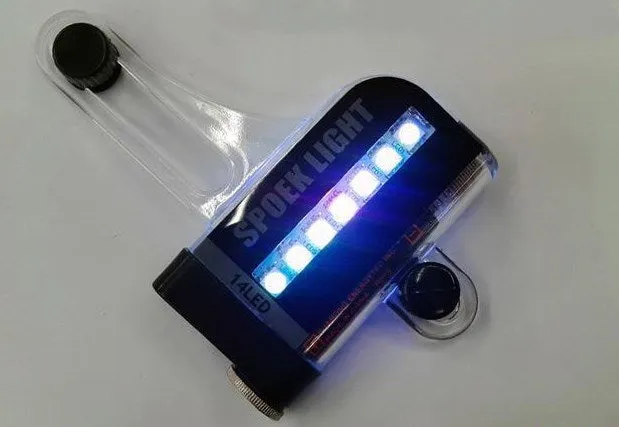 14 LED motorcycle bike light with RGB full colour 7 front and 7 back LEDs and 32 modes