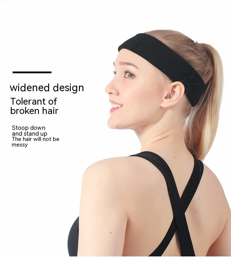 Elastic widened sports sweat band in polyester spandex, shown in one of five available colours.