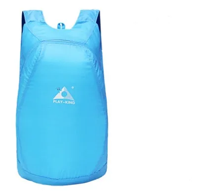 Ultra-thin outdoor backpack 20L waterproof polyester folds to fist size, lightweight 0.075kg, sky blue colour
