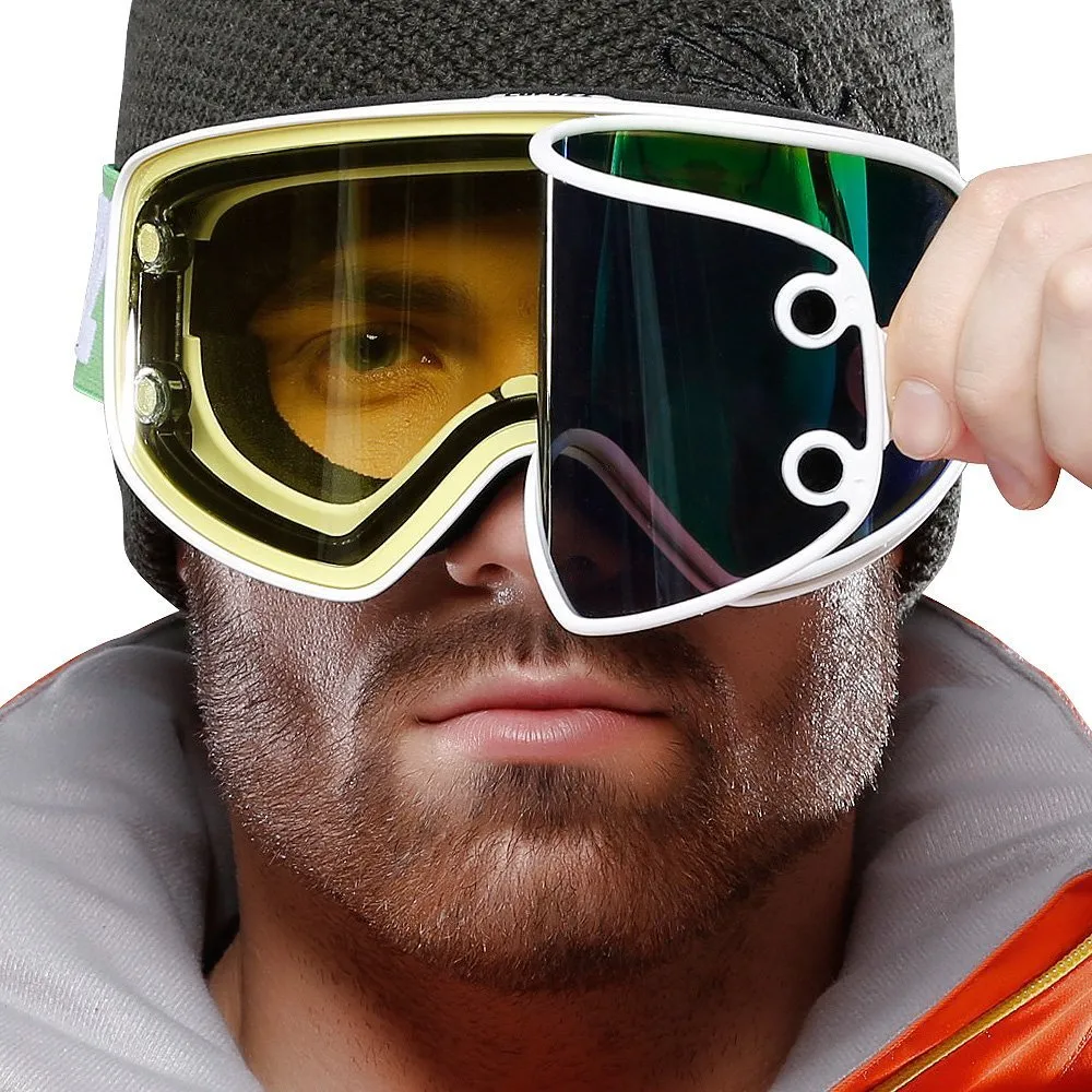 Ski goggles with myopia correction in blue frame, double-layer PC TPU lens for anti-fog and night vision