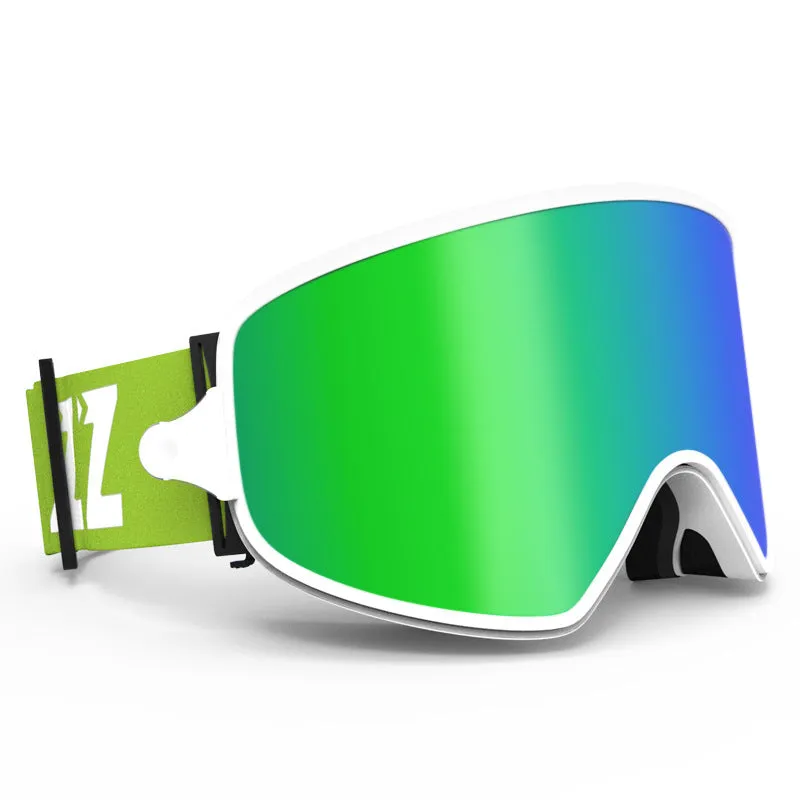 Ski goggles with myopia correction in blue frame, double-layer PC TPU lens for anti-fog and night vision