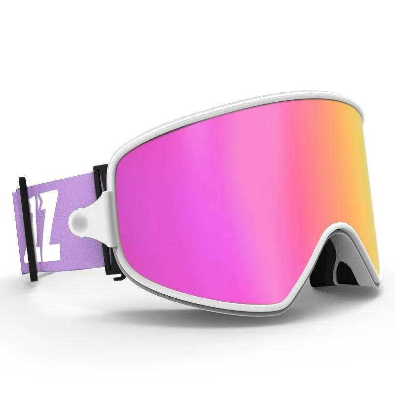 Ski goggles with myopia correction in blue frame, double-layer PC TPU lens for anti-fog and night vision