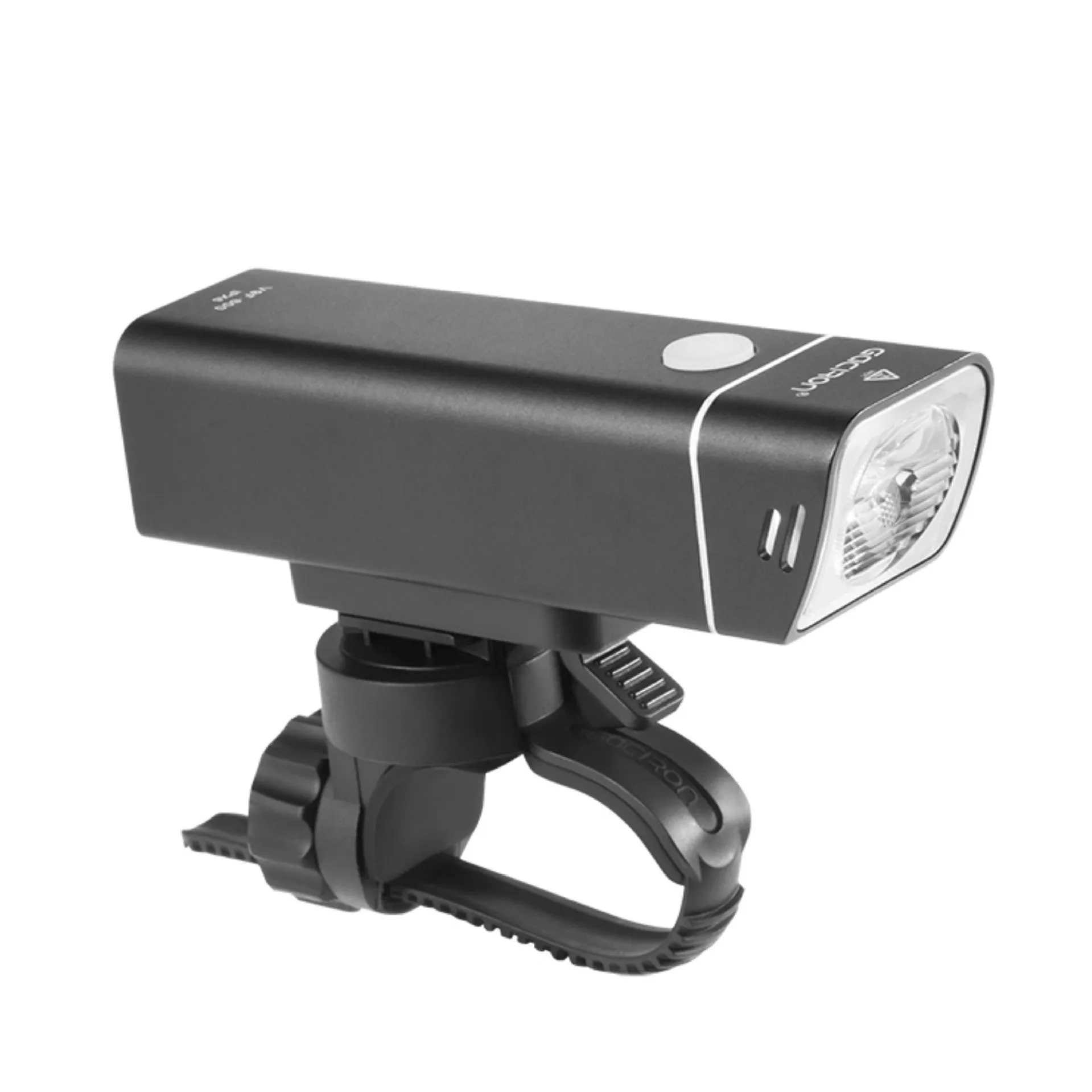 Black aluminium bicycle headlight with CREE XPG3 LED and IPX6 waterproof rating