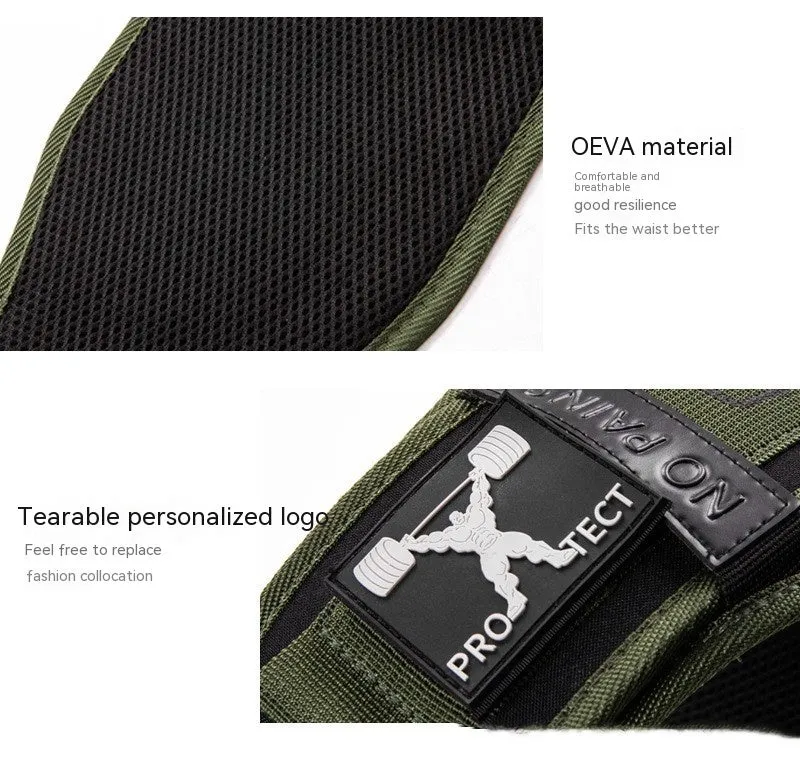 Fitness belt for men in army green with lumbar support design for gym weight equipment use
