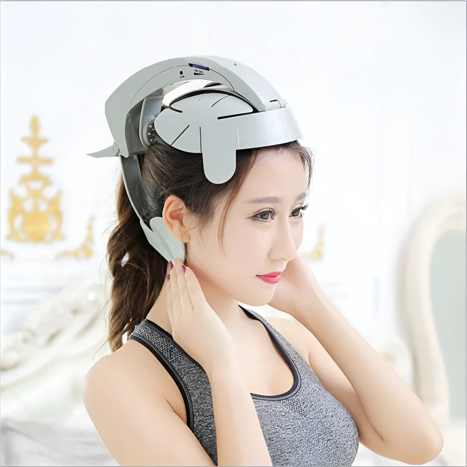 Head massager with hot compress function, computerized control, and infinitely variable speed, Style1