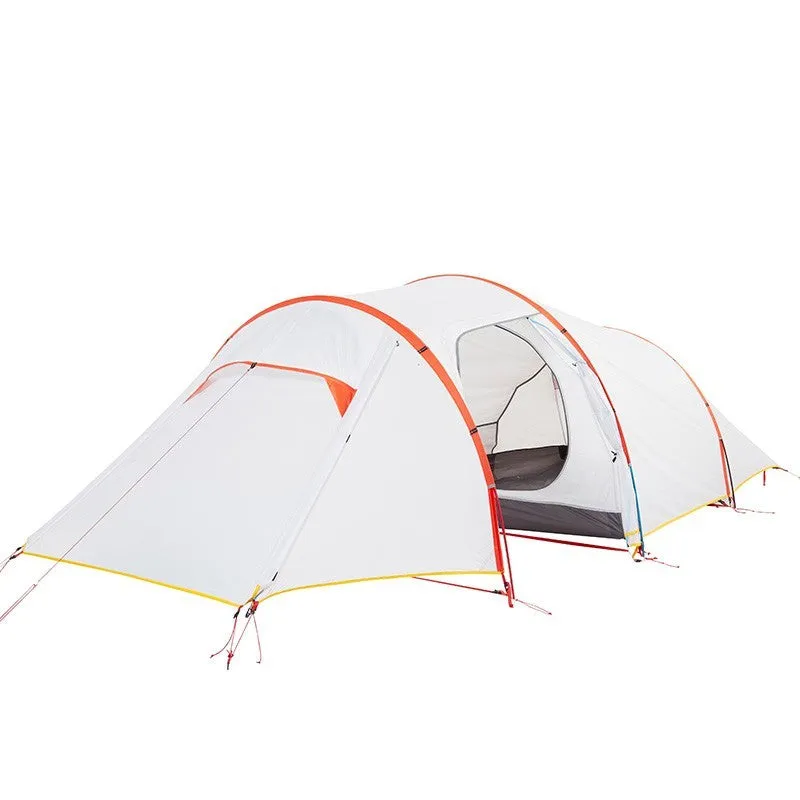 3 person lightweight tunnel tent with aluminum alloy poles and nylon outer in cloud cover colour
