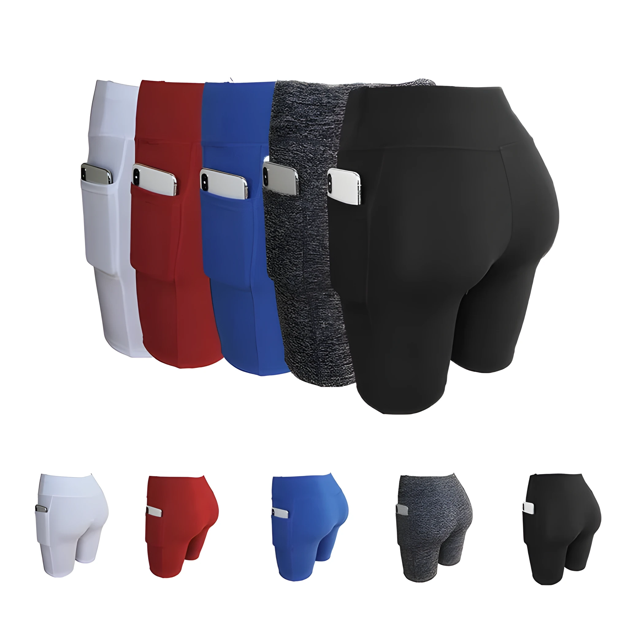 Printed yoga leggings for women in polyester-spandex blend, available in black blue grey red white sizes S to XL