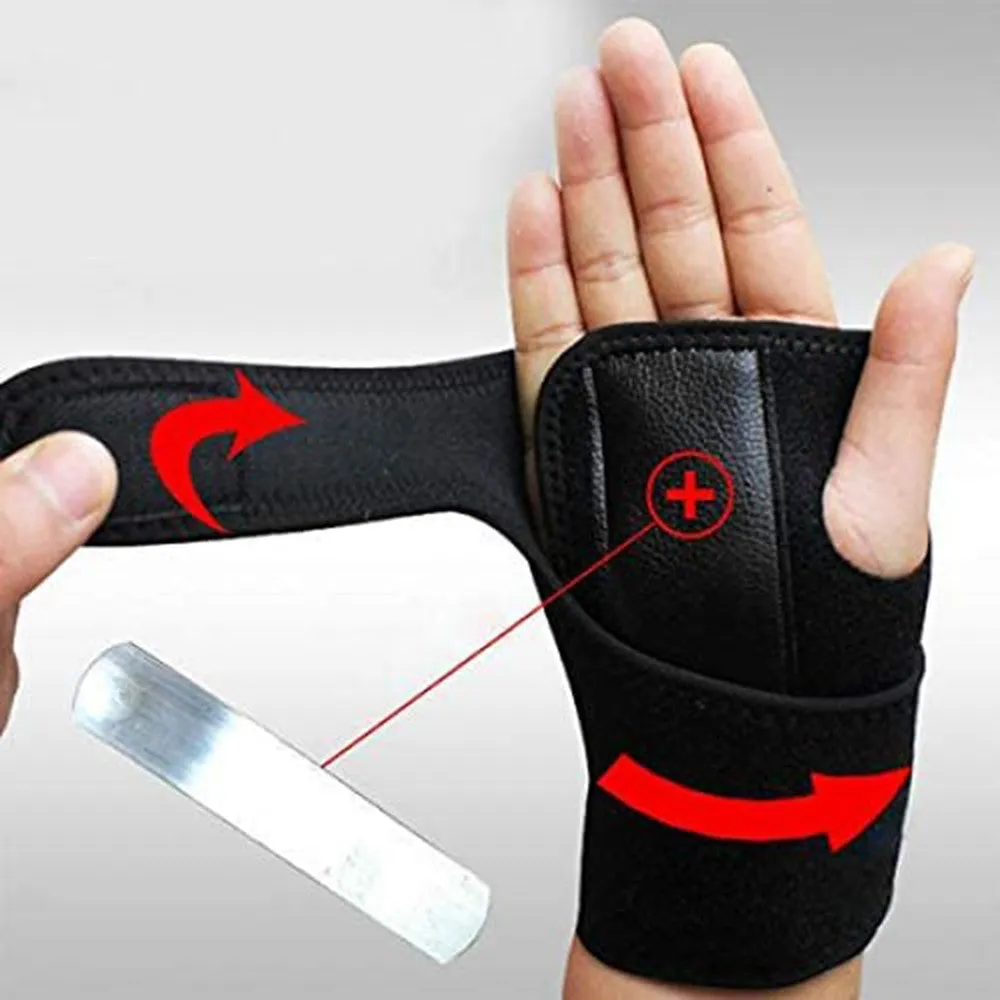 Black polyester fibre wrist guard for outdoor sports, adult size, left or right hand option