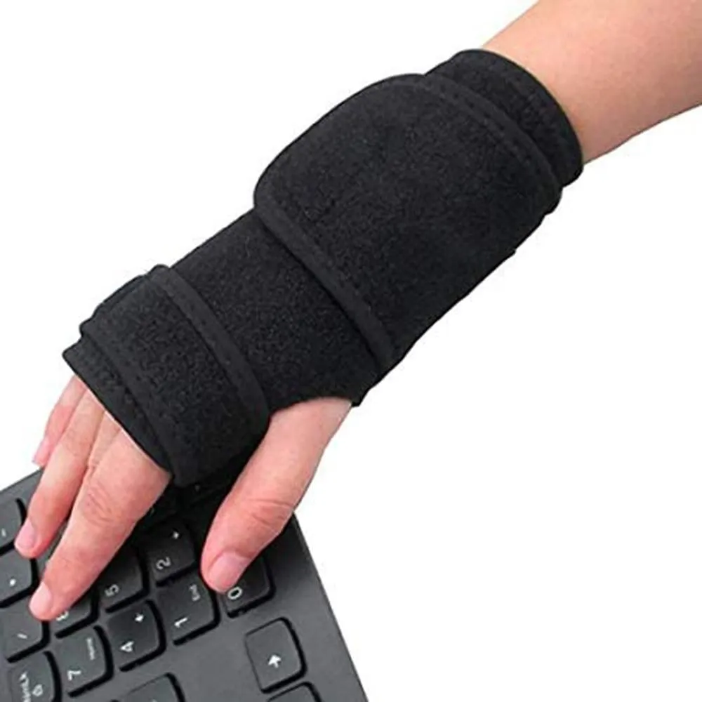 Black polyester fibre wrist guard for outdoor sports, adult size, left or right hand option