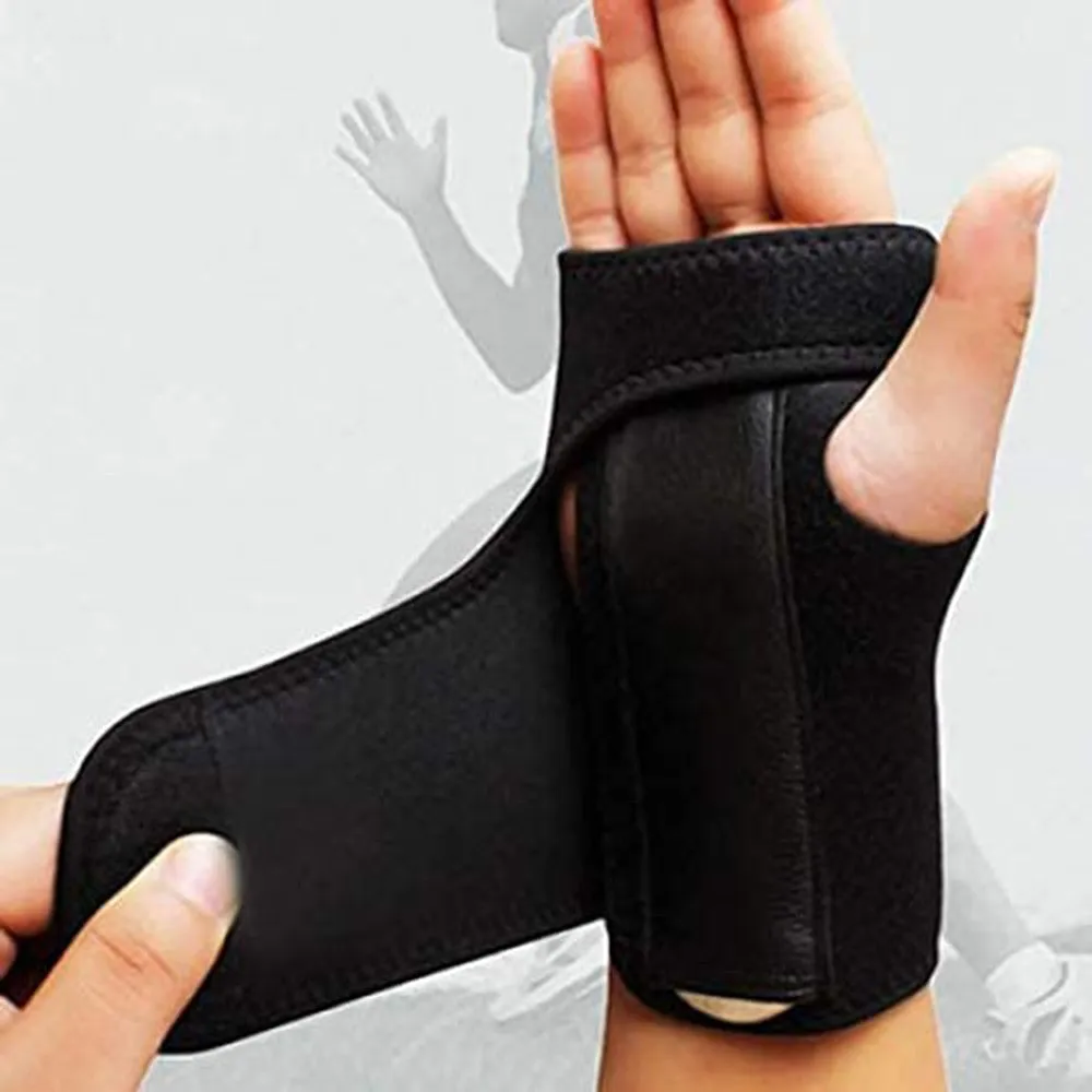 Black polyester fibre wrist guard for outdoor sports, adult size, left or right hand option