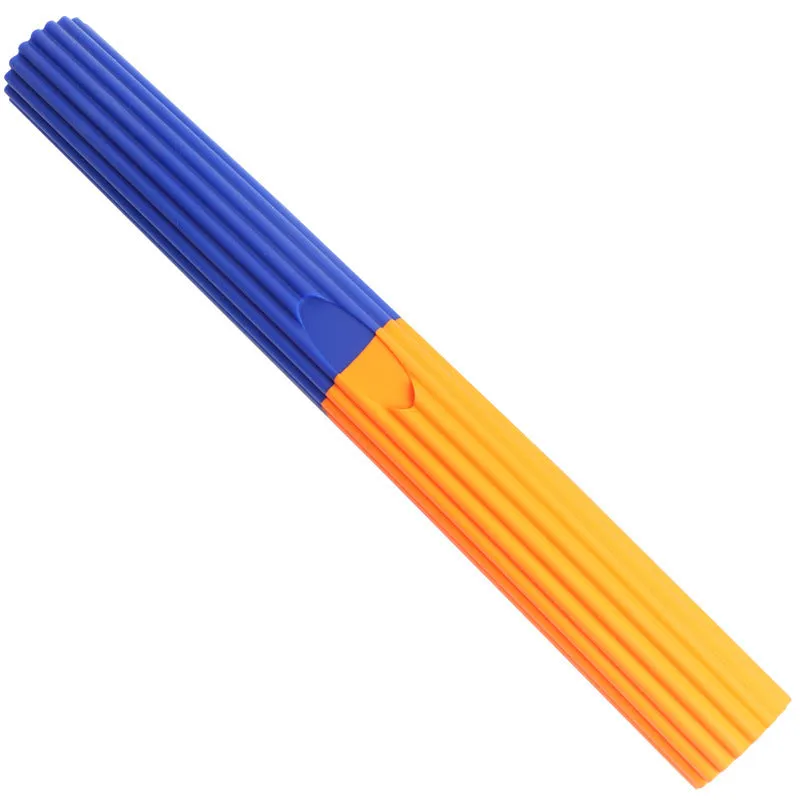 Flexible silicone resistance training bar in pink and blue for grip strength and elbow rehabilitation
