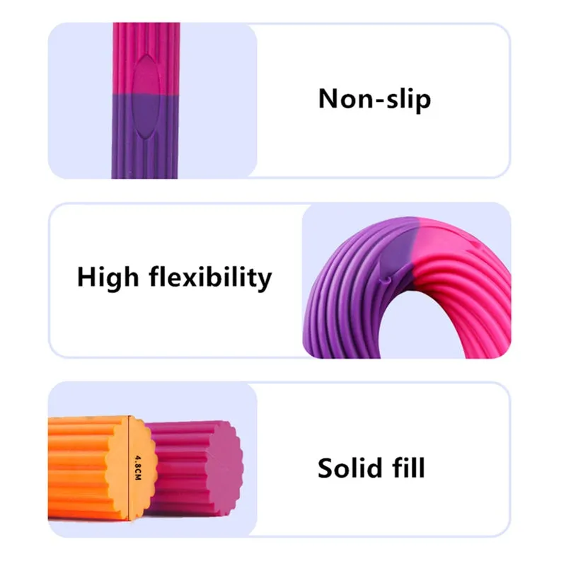Flexible silicone resistance training bar in pink and blue for grip strength and elbow rehabilitation