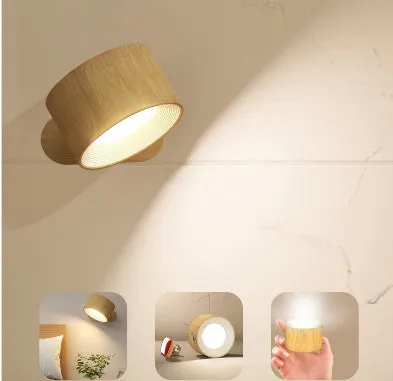 USB rechargeable wall lamp LED, 7.5cm diameter, 4.5cm height, ABS plastic, black finish