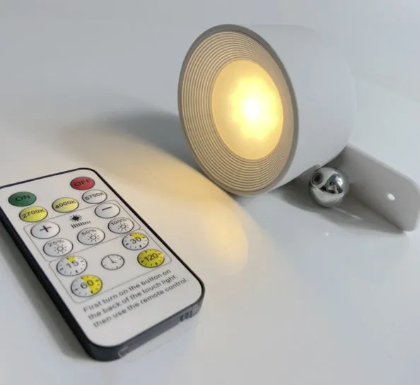USB rechargeable wall lamp LED, 7.5cm diameter, 4.5cm height, ABS plastic, black finish