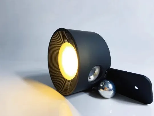USB rechargeable wall lamp LED, 7.5cm diameter, 4.5cm height, ABS plastic, black finish
