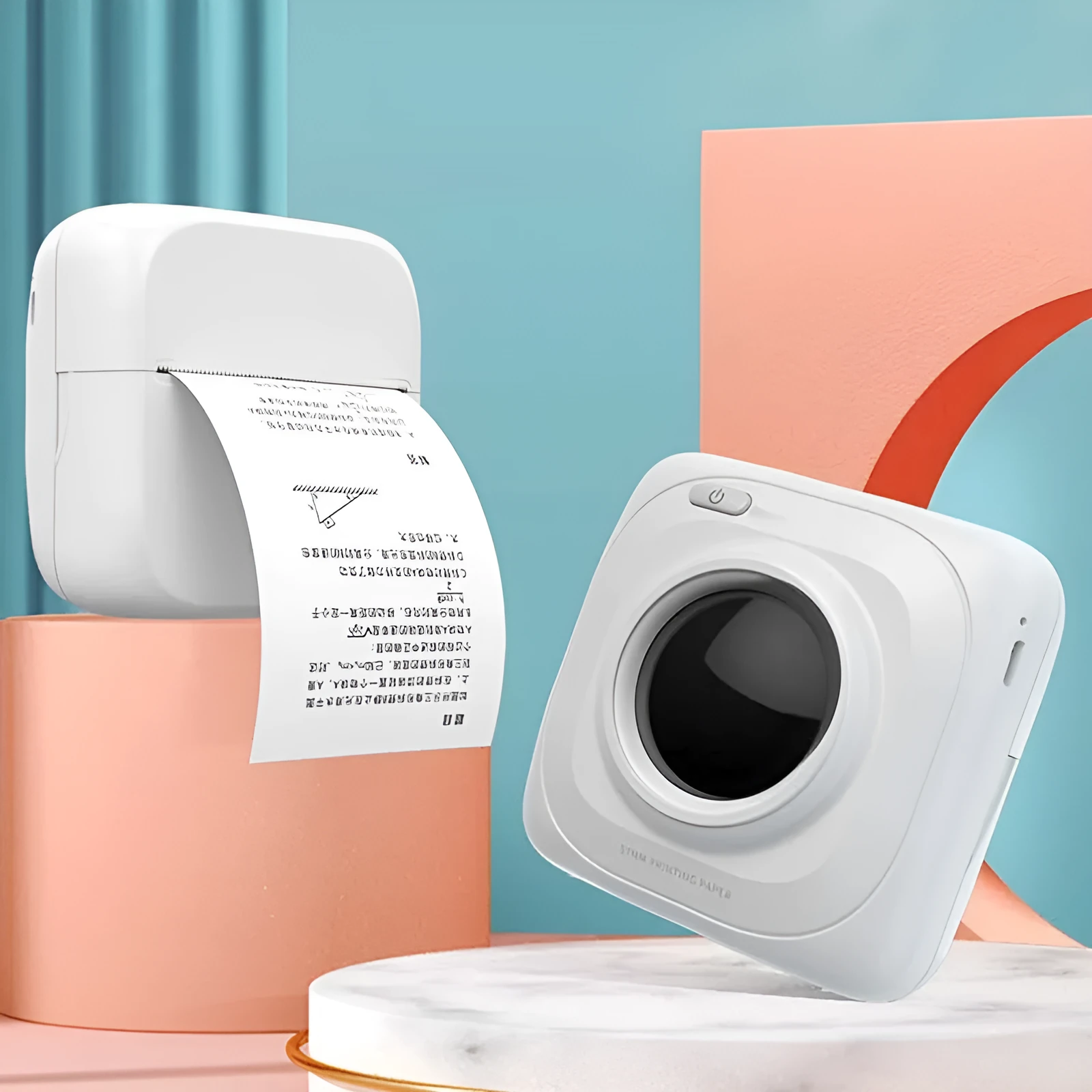 New Student Mini Photo Printer with USB interface, thermal paper, 83x85x45mm size, white model