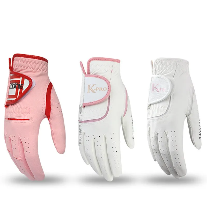 Pair of women's microfiber golf gloves with anti-skid and breathable design, style A, size 17