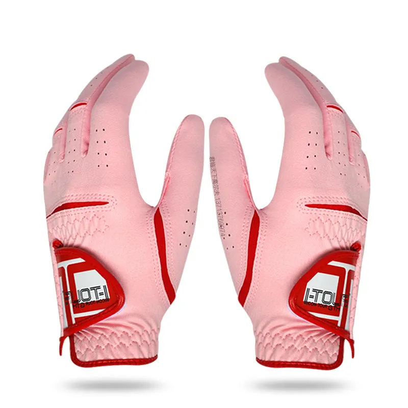 Pair of women's microfiber golf gloves with anti-skid and breathable design, style A, size 17