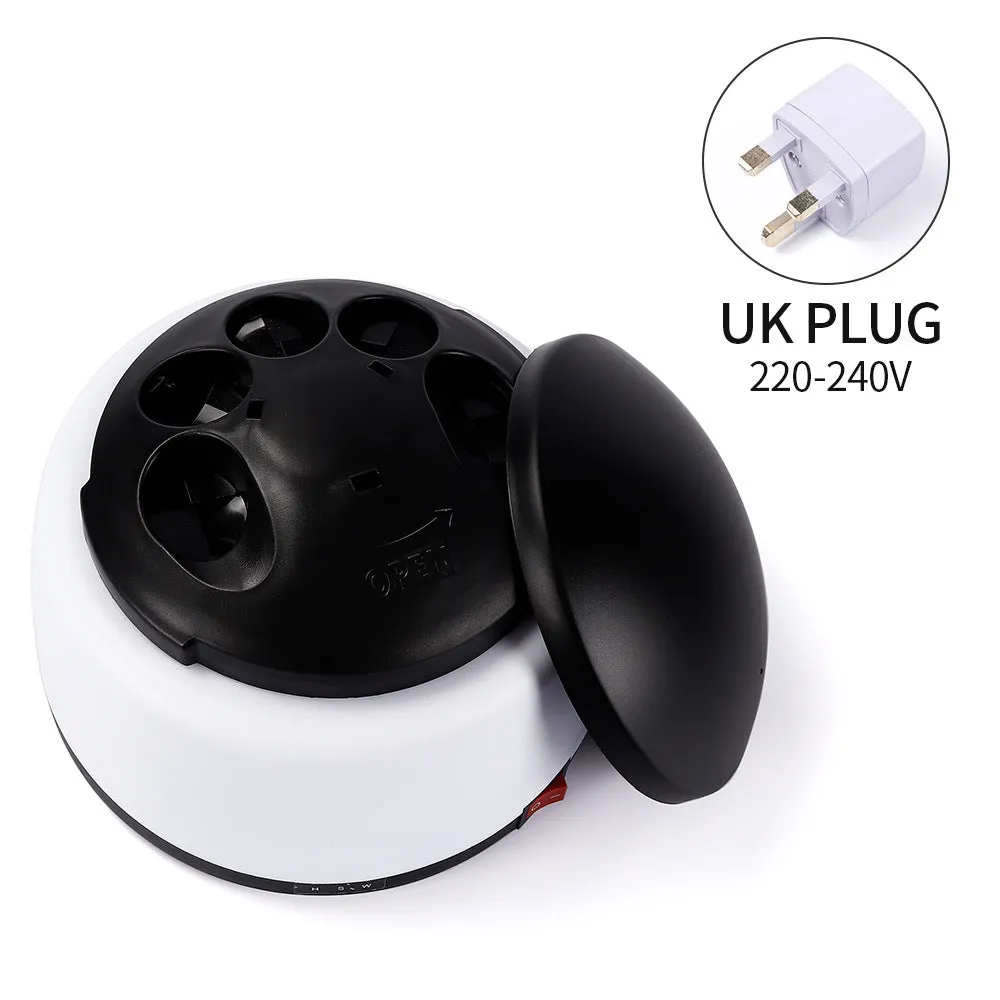 White plastic steam nail polish remover machine with dimensions 16.5 x 16.5 x 11cm