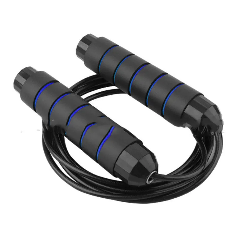 Student sports wire skipping rope 2.8m PU steel wire in blue on a white background