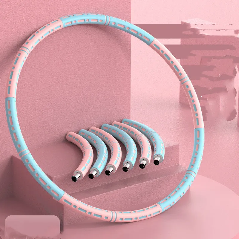 Weight loss hula hoop for belly waist fat reduction, blue and white, 90 cm diameter, removable 6 sections