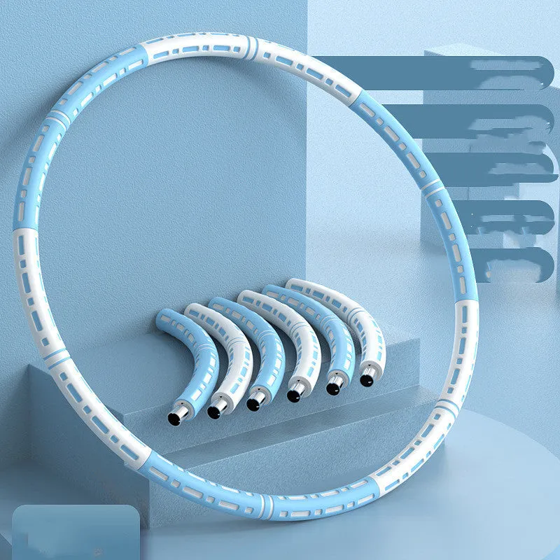 Weight loss hula hoop for belly waist fat reduction, blue and white, 90 cm diameter, removable 6 sections