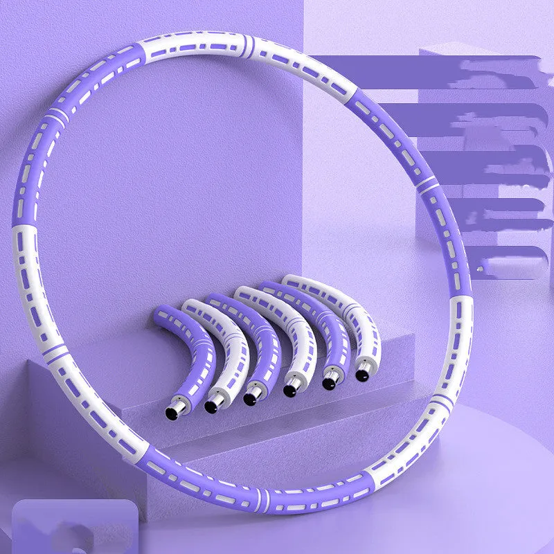 Weight loss hula hoop for belly waist fat reduction, blue and white, 90 cm diameter, removable 6 sections