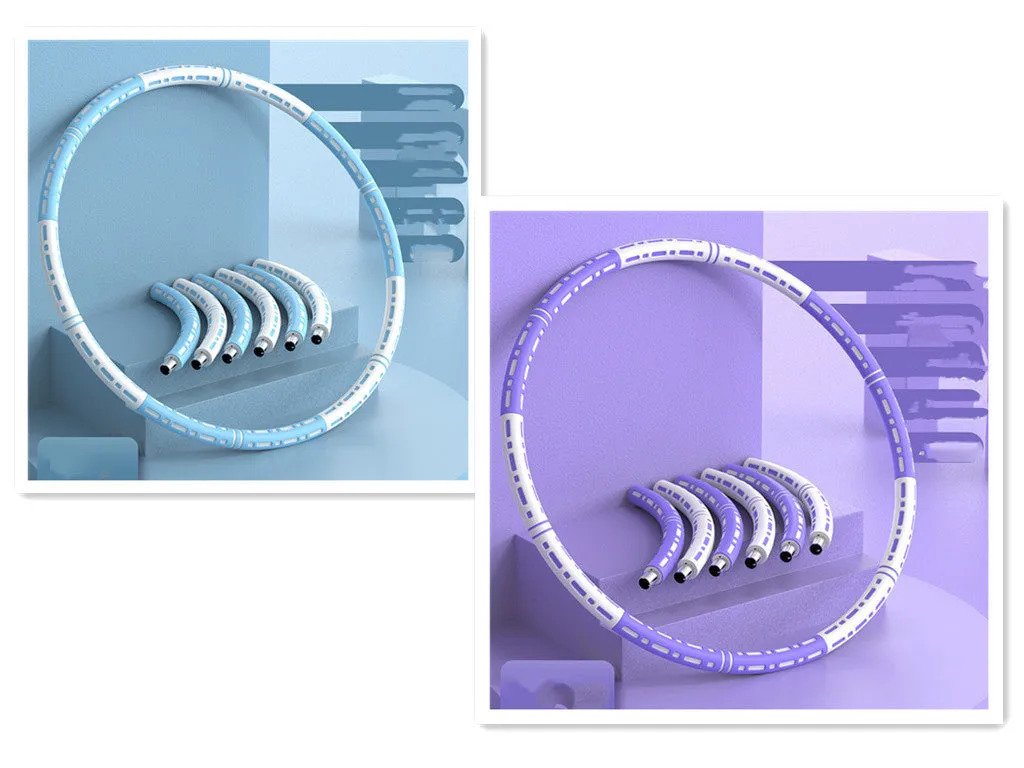 Weight loss hula hoop for belly waist fat reduction, blue and white, 90 cm diameter, removable 6 sections