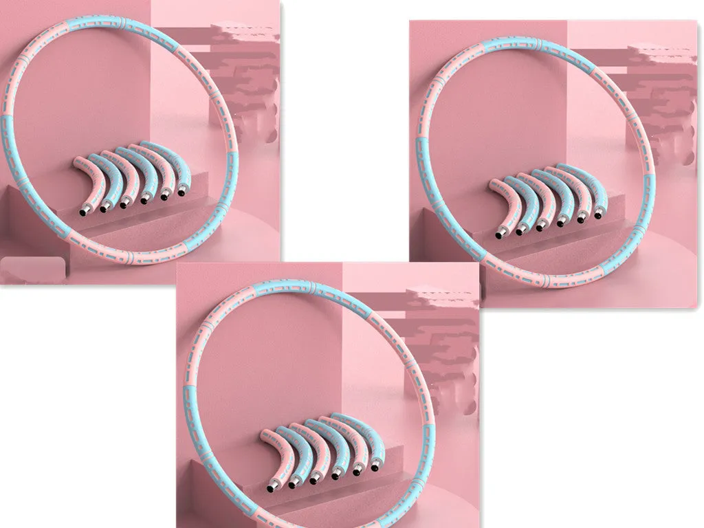 Weight loss hula hoop for belly waist fat reduction, blue and white, 90 cm diameter, removable 6 sections