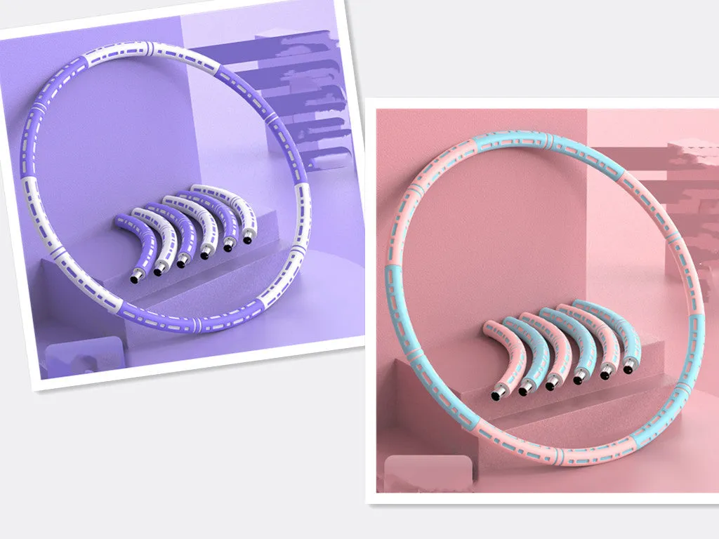 Weight loss hula hoop for belly waist fat reduction, blue and white, 90 cm diameter, removable 6 sections